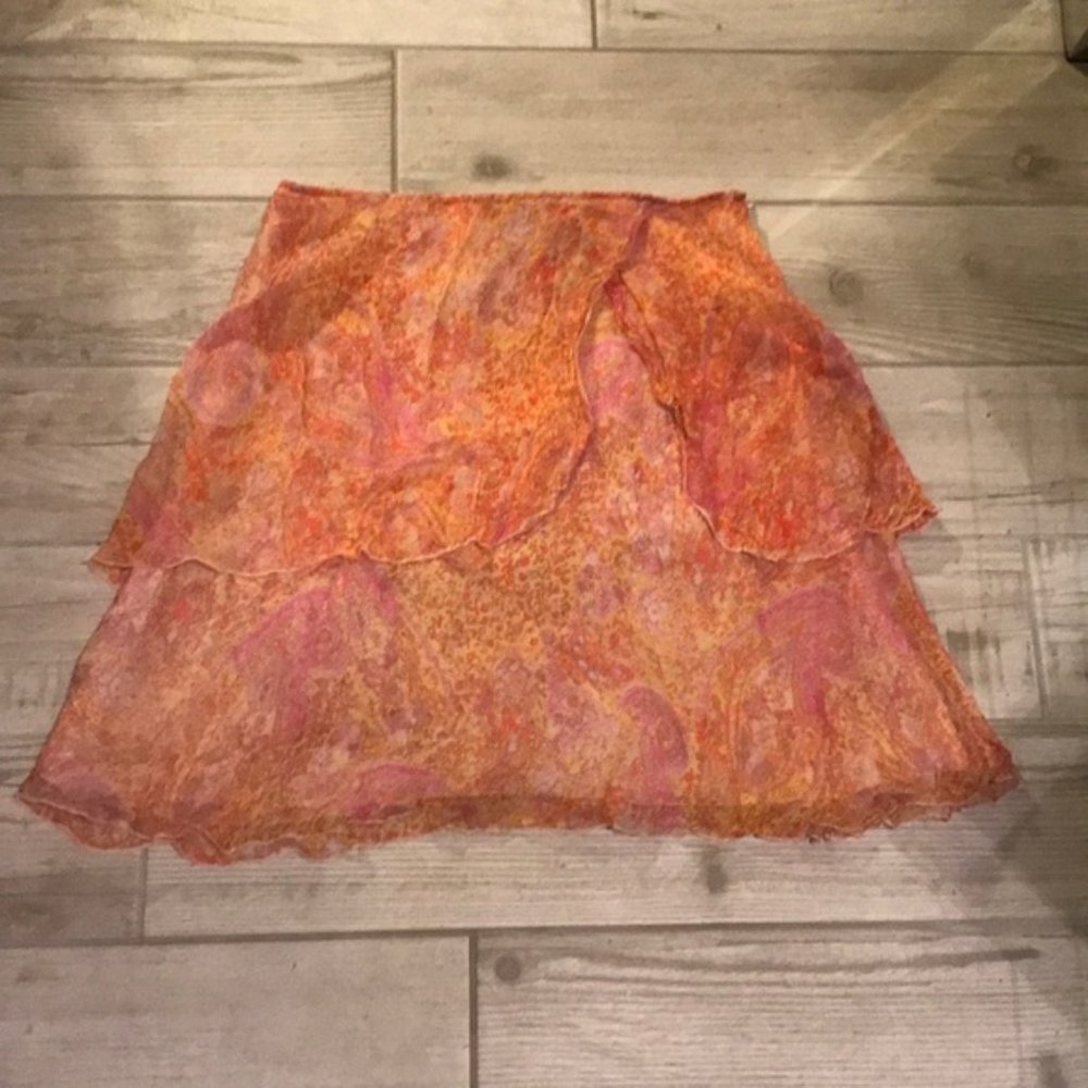 ORANGE FLOWY MINI SKIRT